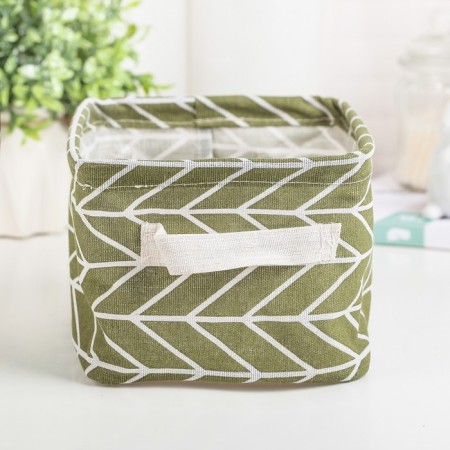 Storage basket with zigzag handles, 23 × 17.5 × 14 cm, green color-1