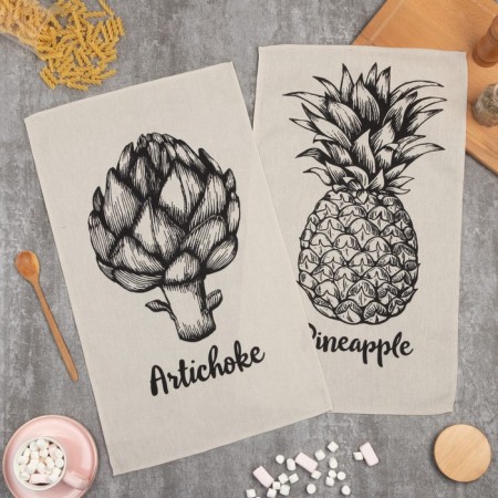 A set of kitchen towels of the PineApple 35x60cm-2pcs, 100% cotton