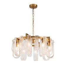 Suspended Indigo lamp, 12027/8p Brass. 8x40W, E14, 620x620x215/1090 mm, transparent color