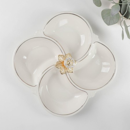Menzhitsa ceramic 4 cells "Bohemia", 25.5 × 4 cm, white color-1