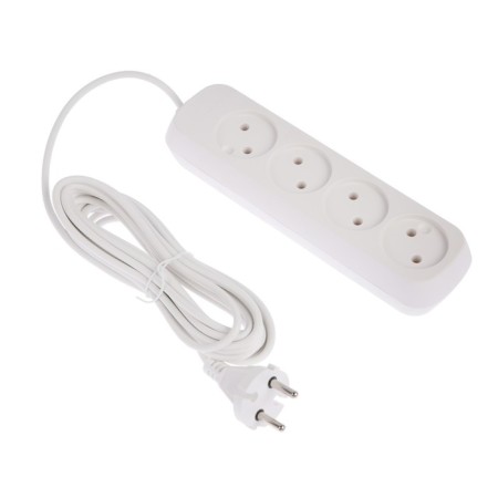 Extension cord Luazon Lighting Eco, 4 sockets, 5 m, 10 A, 2200 W, PVS 2x0.75 mm2, without salary, white-3