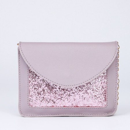Bag on a strap with a chain, 19x5x15cm, lilac color-3