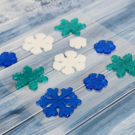 Stick on glass "Snowflakes" (set 10 pcs) 12.5x12.5 cm, white green blue-1