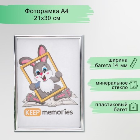 Photo frame plastic 21x30 cm silver (112)