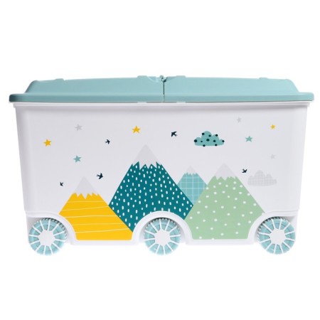Box for toys on wheels "Mountains", with decor, 685 × 395 × 385 mm, color light blue-2