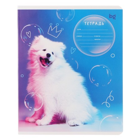 Notebook 12 sheets in a frequent slant on the clip "Dog", cover shaking cardboard, VD-smies, mix-6