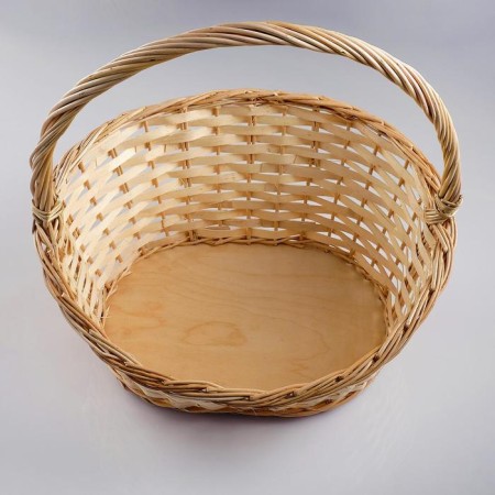 Basket "New", bottom: 34 × 24 cm, top: 43 × 37 cm, h = 14/19/41 cm, manual weaving, veneer, lobe-2