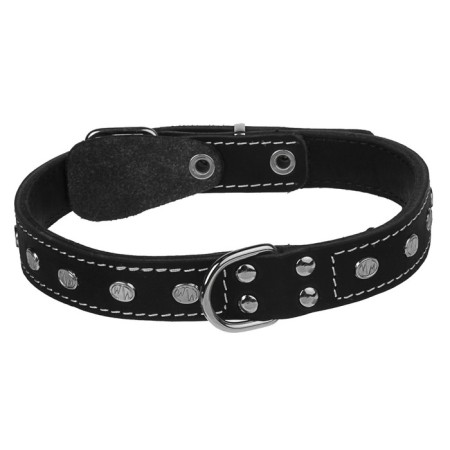 Double leather collar with decoration, ring in the middle, 43-51 x 2.5 cm, mix