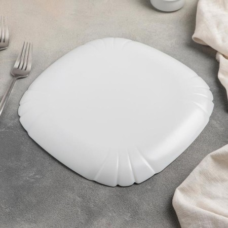 Dining plate luminarc lotusia, d = 25.5 cm, glass ceramic, white color-2
