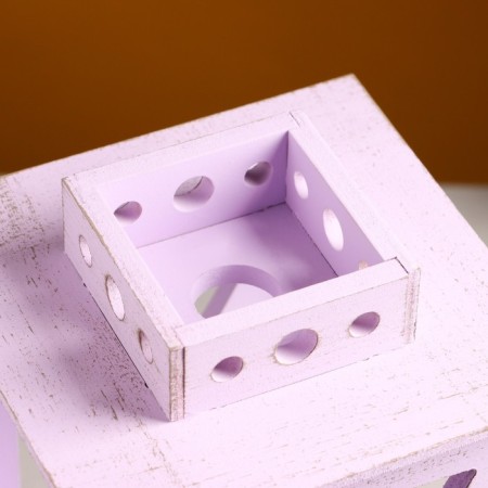 Kashpo wooden "Lantern. Provence" 17x17x31 cm lilac-3