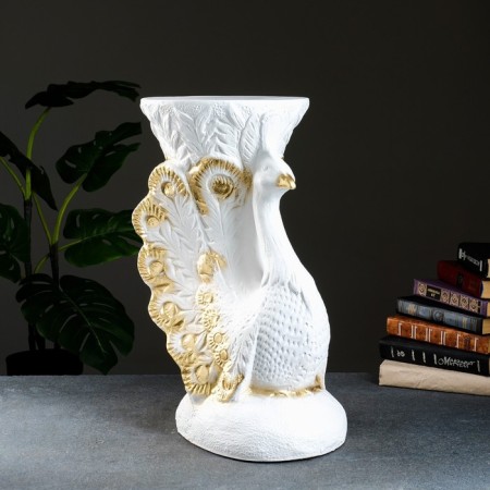 Figure - Stand "Fold Bird" White Gold, 39x32x52cm