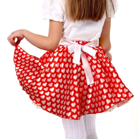 Carnival set “Shtilyaga 3”, red skirt with white hearts, belt, bandage, height 122-128 cm-1