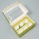 Capcake box, confectionery packaging with a window, 6 golden cells, 25 x 17 x 10 cm