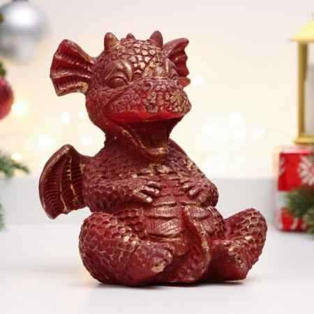 Piggy bank "Laughing Dragon" 12x12x15cm, red with gold