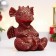 Piggy bank "Laughing Dragon" 12x12x15cm, red with gold