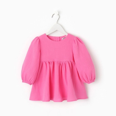 Children's dress with long sleeve KAFTAN "Muslin", size 28 (86 -92 cm) pink color-9