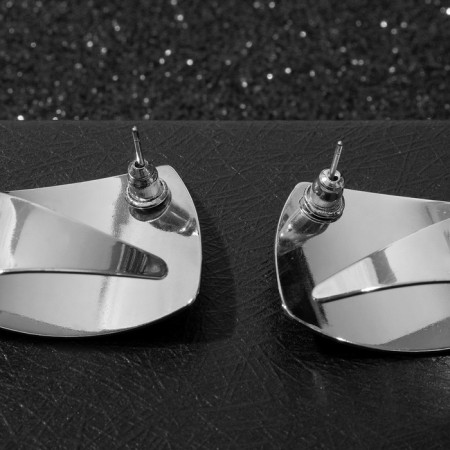 Earrings Metal "Geometry" Inversion, Color silver-2