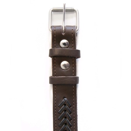 Leather collar with oblique "Zononic", Osh 52-66 x 3.5 cm, mix of flowers-3