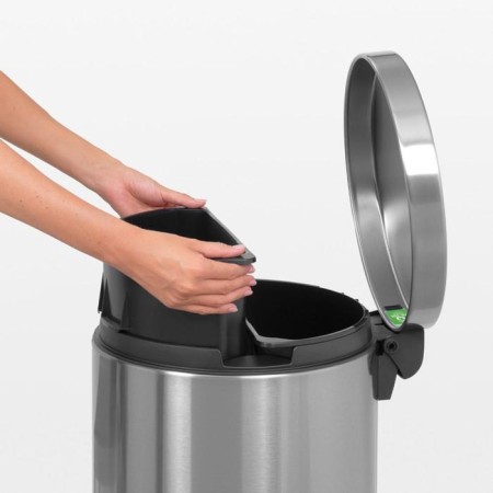 Brabantia Classic garbage bucket, two -section, with a pedal, steel color, 2x20 liters-4