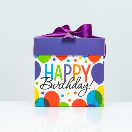 Self -charged box "Happy Birthday" Violet 10x10x10 cm-1