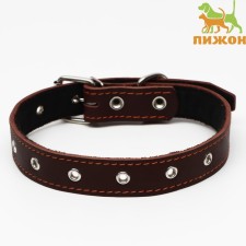 Leather collar on synthetic winterizer, dimensionless, 65 x 3 cm, Osh 22-55 cm, brown