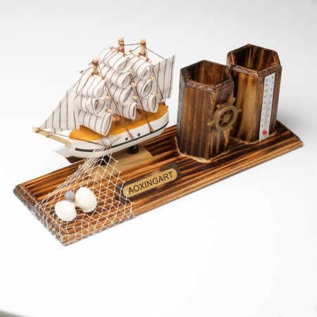 Set of desktop "ship" with two pencils and thermometer 25*8*16cm-2
