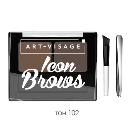 Double shadows for eyebrows Art-Visage icon Brows, tone 102 brunette, 3.6 g
