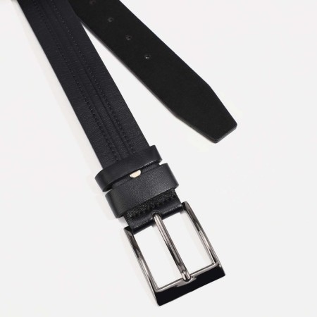 Male belt, width 4 cm, screw, buckle metal, black color-1