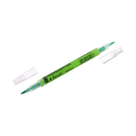 Textbook marker 0.5-3.5 mm Erichkrause Visioline V-16 Brush Neon, bilateral, green neon, water-based ink-3