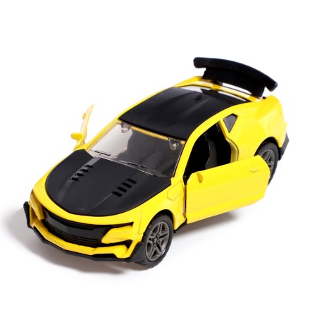 Metal machine "Night Racing", inertial, 1:32, doors, sound and light effects open, yellow color-3