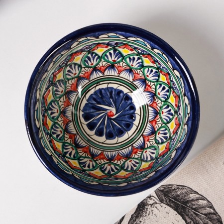 Rishtan ceramics "Patterns", 18 cm, large, blue-1