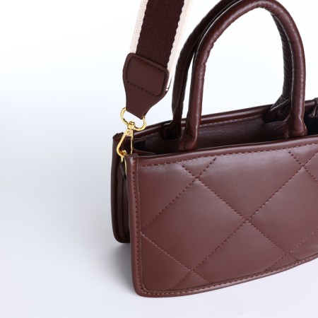 Bag Women's Tout with zipper, brown color-7