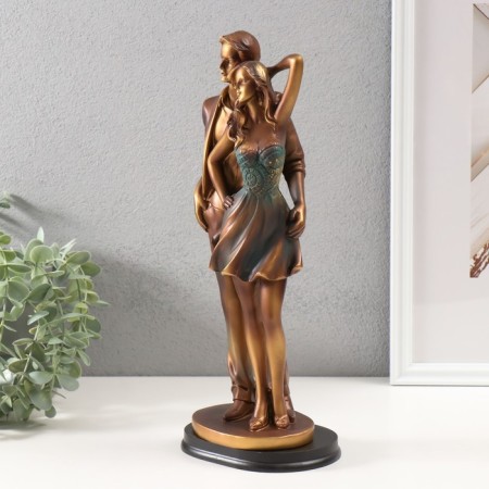 Souvenir Polystone "Fashionable couple" bronze with green 34x10x14 cm-3