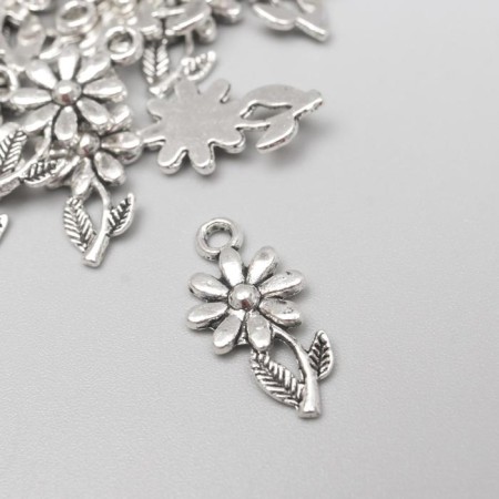 Decor metal for creativity "Flower" silver (A17374) 2.1x1 cm
