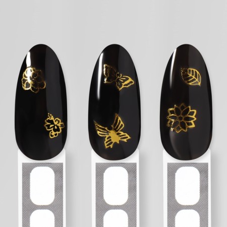 Nail stickers "Provence", voluminous, metallized, golden color-3