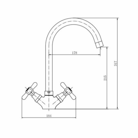 Fashun A4025 kitchen mixer, two -wound, brass, chromium color-1