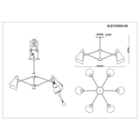 Ceiling EVOLUCE lamp. Sle103502-06. Biane. 6x40 watts, E14, 74x74x42 cm, white color-9