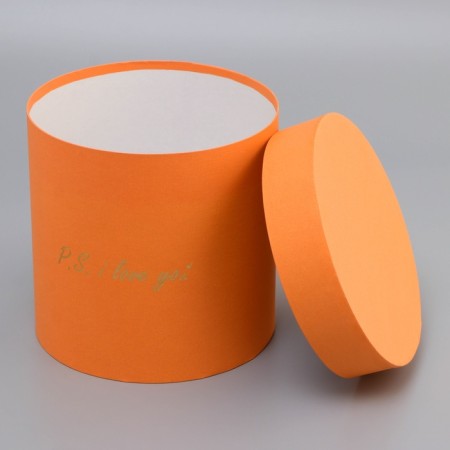 Box Gift round "P.S. I love you" orange 18*18*18cm-1