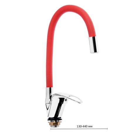 Kitchen mixer Zein Z2113, single -leaf, flexible spout, 40 mm cartridge, red/chrome-3