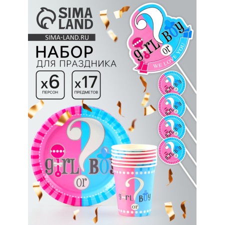 Set of disposable dishes "Gender Pati", 17 items