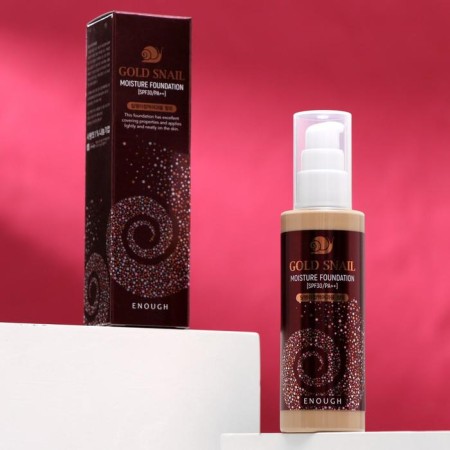 Tonal cream with snail mucin Enough Gold Snil Moisture Foundation, SPF30, tone transparent beige, 100 ml
