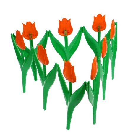 Decorative fence, 30 × 225 cm, 5 sections, plastic, orange flower, "tulip"-8