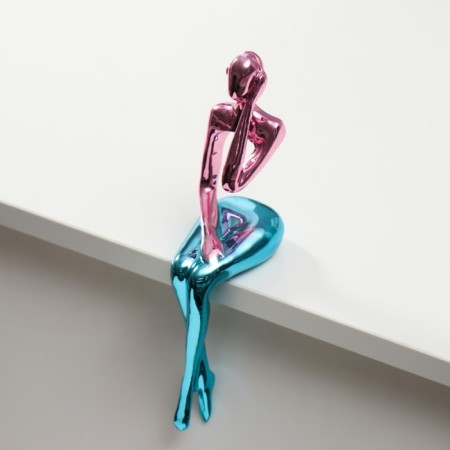 Souvenir Polystone "Man in Headphones" pink-blue 5.9x9.4x23 cm-1