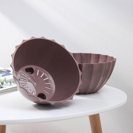 Kashpo for flowers with auto -watering “shell”, 2.4 l, d = 22cm, h = 10.5 cm, mokko color-2