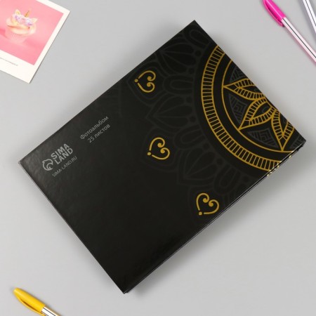 Photo album 25 sheets (corners+rings) namaste gold 19x27x3 cm-6