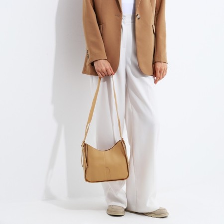 Bag Female Tout with zipper, beige color-6