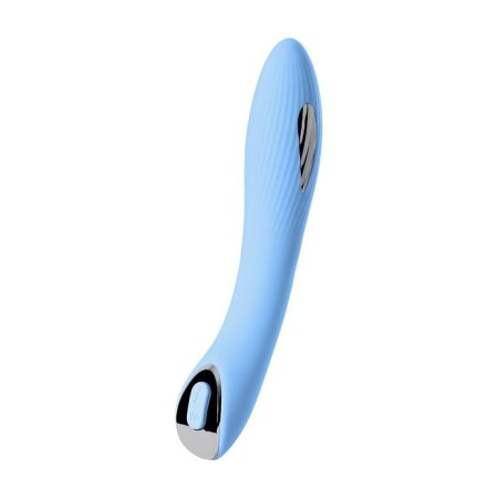 Vibrator with electrical stimulation Tesla G-Point, silicone, blue color, 21 cm-1