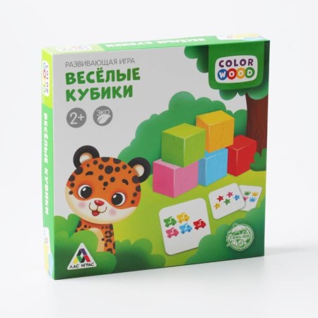 Board game "Funny Cubes" with wooden investments-5