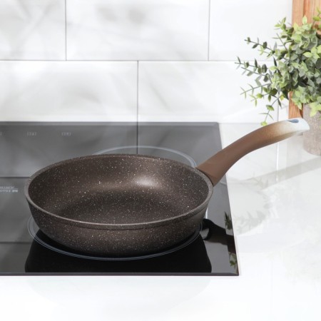 Pan, d = 22 cm, plastic handle, anti -stick coating, color coffee marble-5