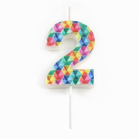 Candle in the cake on the skewer "Kaleidoscope", the number is 2, 7 cm-2
